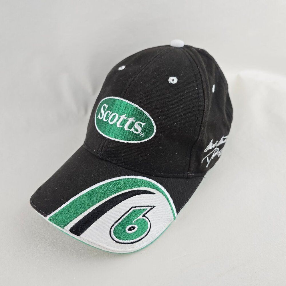 Mark Martin Hat Men Black Strapback Scotts Racing Cap Team Caliber Nascar 6 Logo